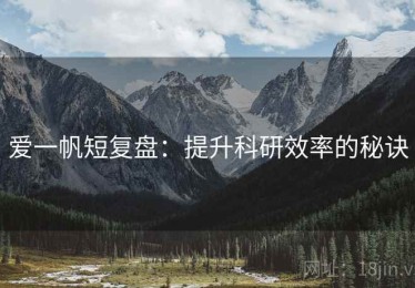 爱一帆短复盘：提升科研效率的秘诀