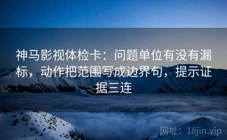 神马影视体检卡：问题单位有没有漏标，动作把范围写成边界句，提示证据三连